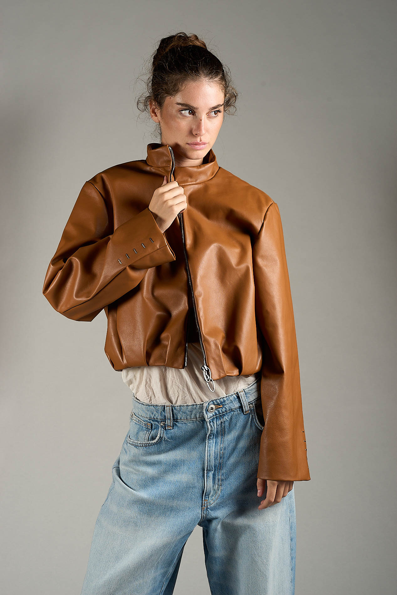 DANIELE BASTA LEATHER AND SILVER JACKET